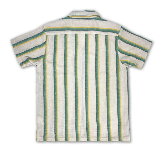 Men's Green Textured Stripe S/S Woven Shirt