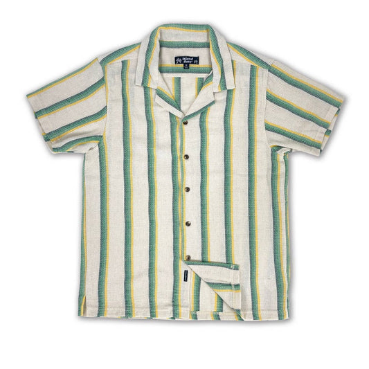 Men's Green Textured Stripe S/S Woven Shirt