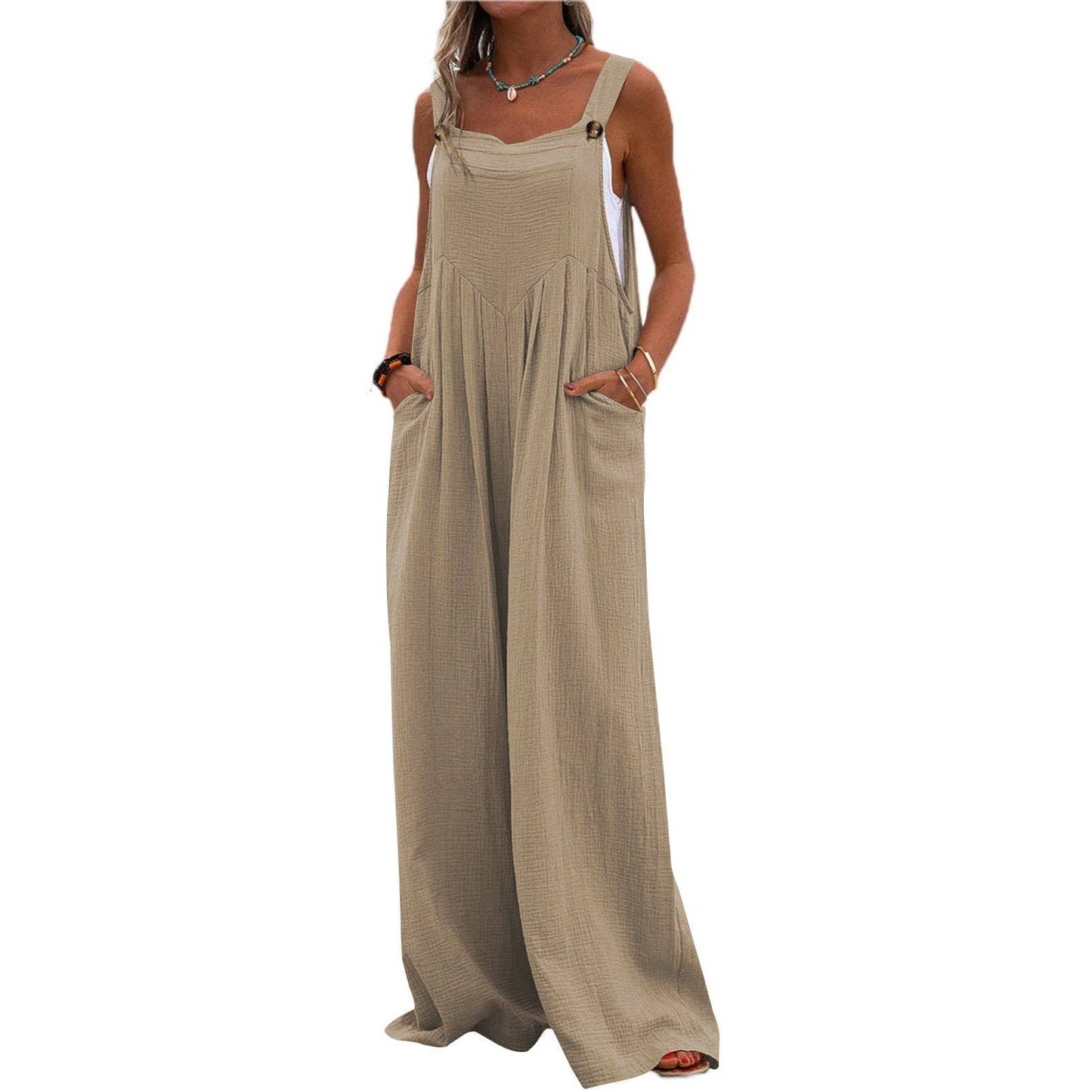 Overall Loose Crepe Jumpsuit