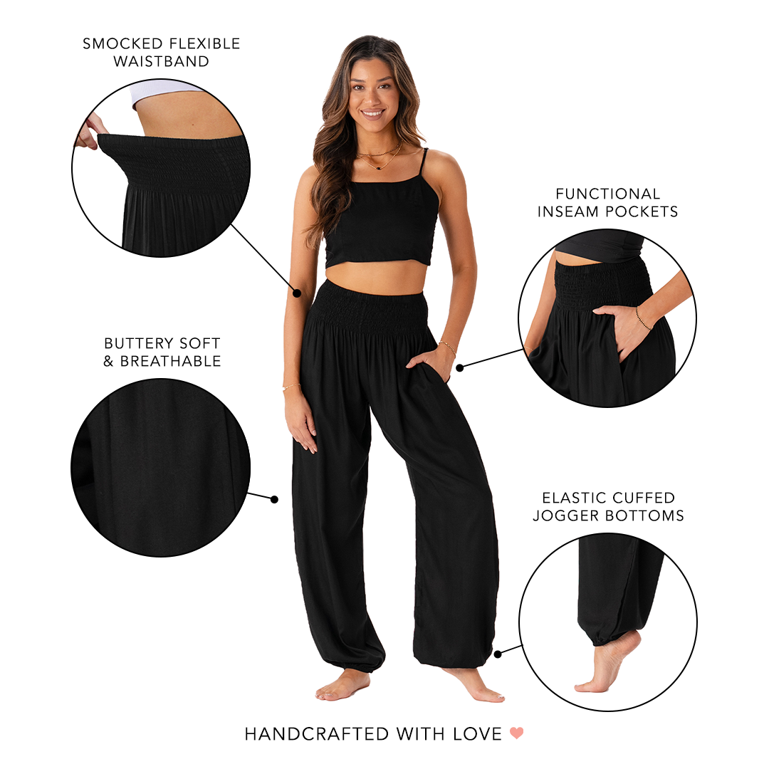 Black Harem Pants with Pockets