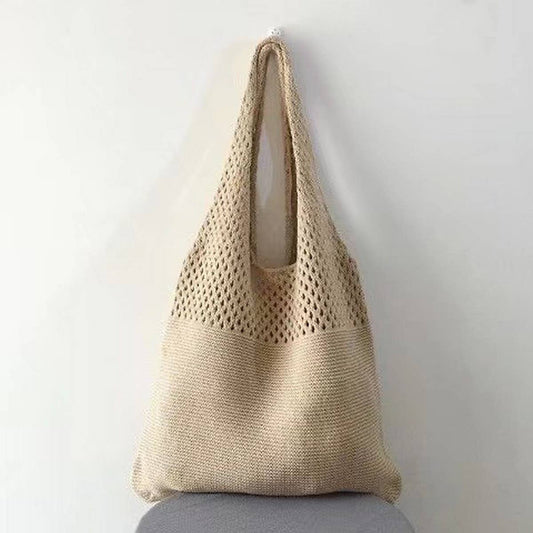Embroidered Vintage Knit Tote