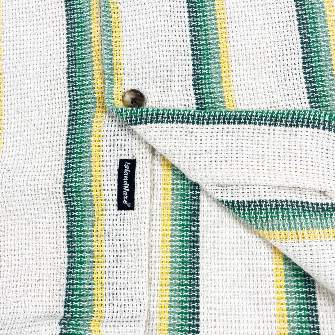 Men's Green Textured Stripe S/S Woven Shirt