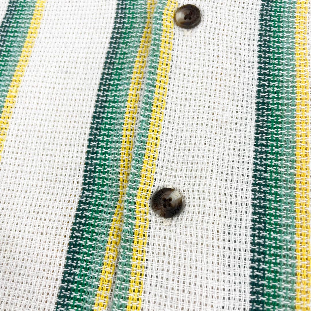 Men's Green Textured Stripe S/S Woven Shirt
